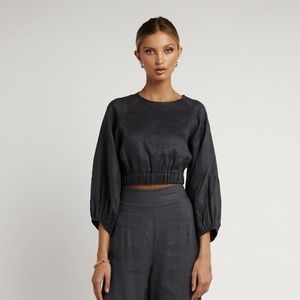 Dissh Kara Ink Linen Crop Top